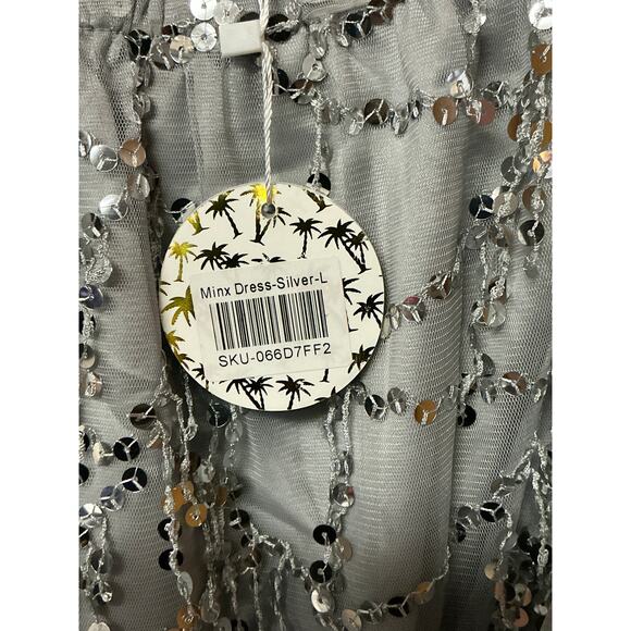 Miss Holly Minx Silver Bodycon Dress Size L - Picture 6 of 7